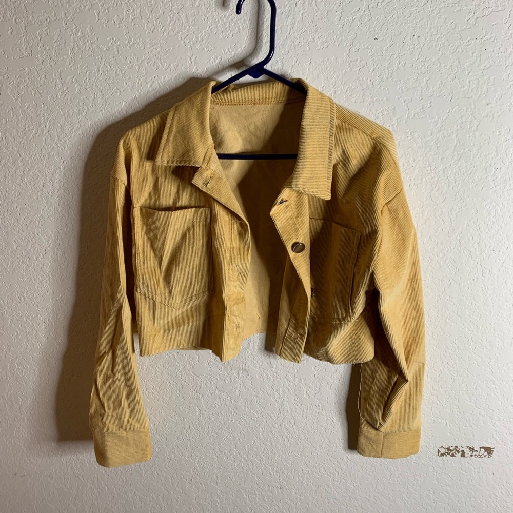 Yellow cropped jean jacket
